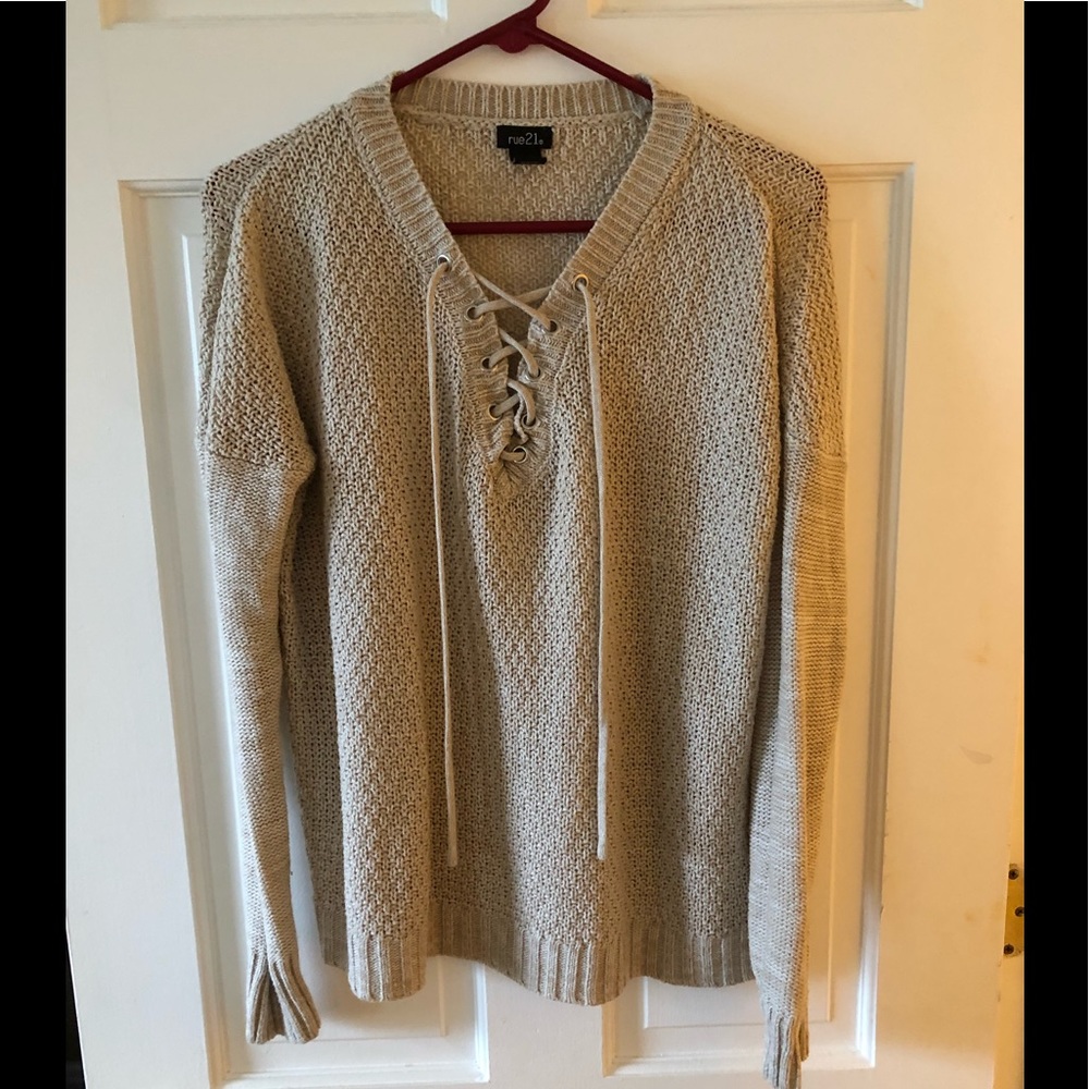 Rue21 Lace Up Crochet Sweater